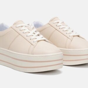 Zara  Basic Collection Cream/light Pink Platform Sneakers, Size 38 (8)